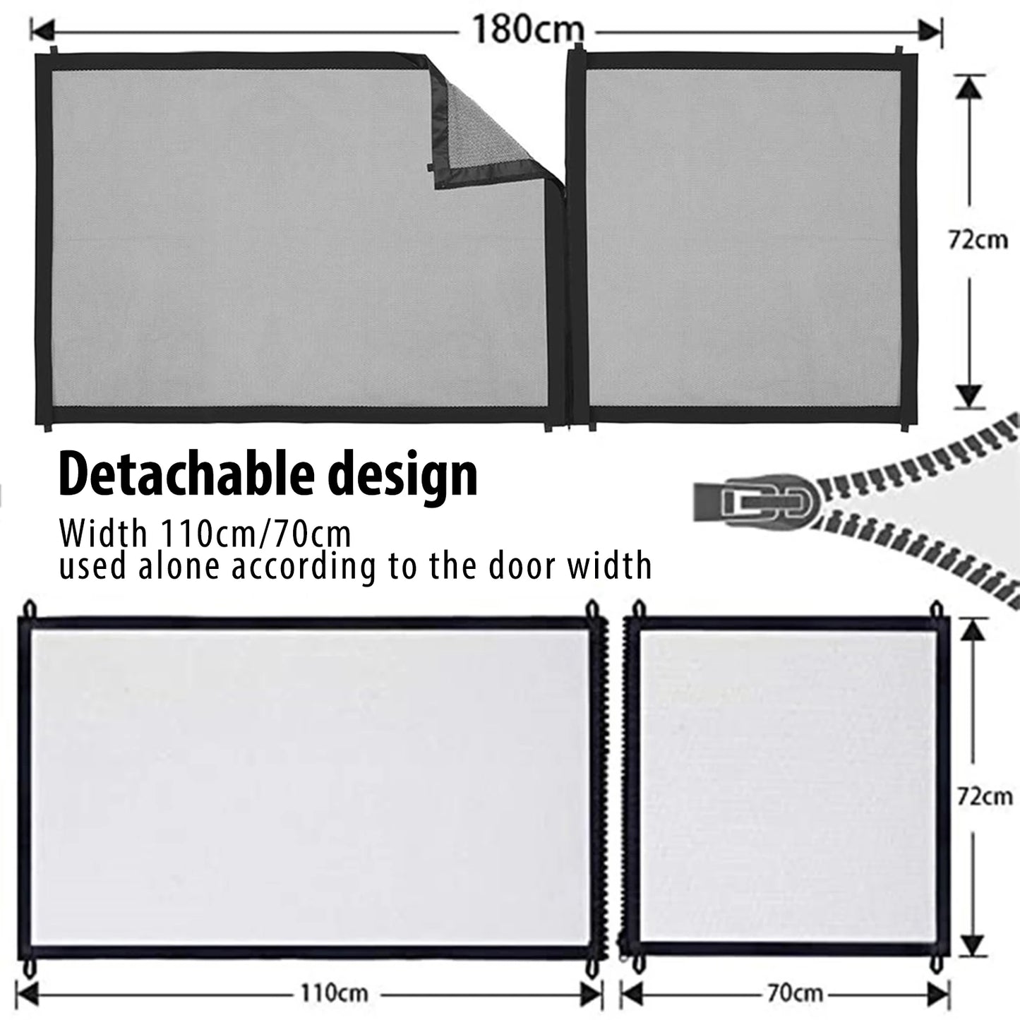 Adjustable Zipper Mesh Dog Gate Portable Folding Pet Barrier