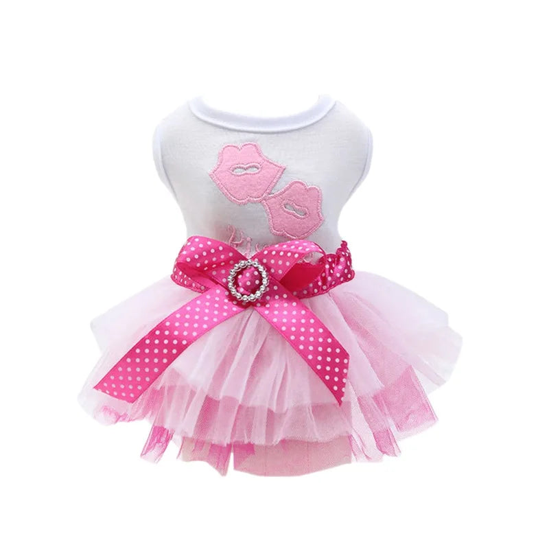 Sweet Dog Princess Dress for Small Dogs Lace Tutu Skirt Pet Apparel Summer Autumn Chihuahua Dress