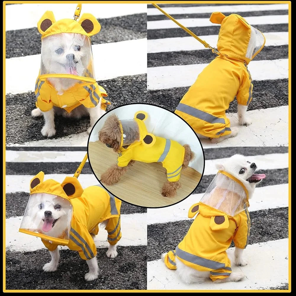 Hign-concerned Waterproof Dog Rain Jacket Reflective Poncho