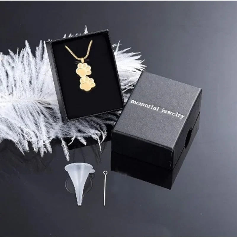 Pet Ashes Necklace Cat And Dog Claw Print Commemorative Box