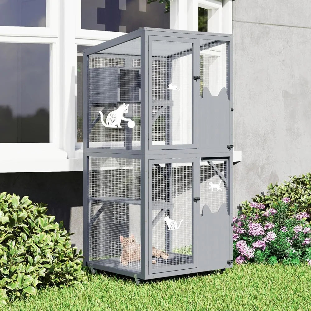 Closure Outdoor Cat Enclosure Wheels Window Access Cage