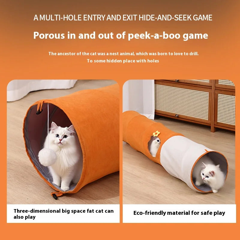 Premium Cat Tunnel Bed Hybrid Oversized Design Multi-Access Points Oxford Fabric for Large Cats