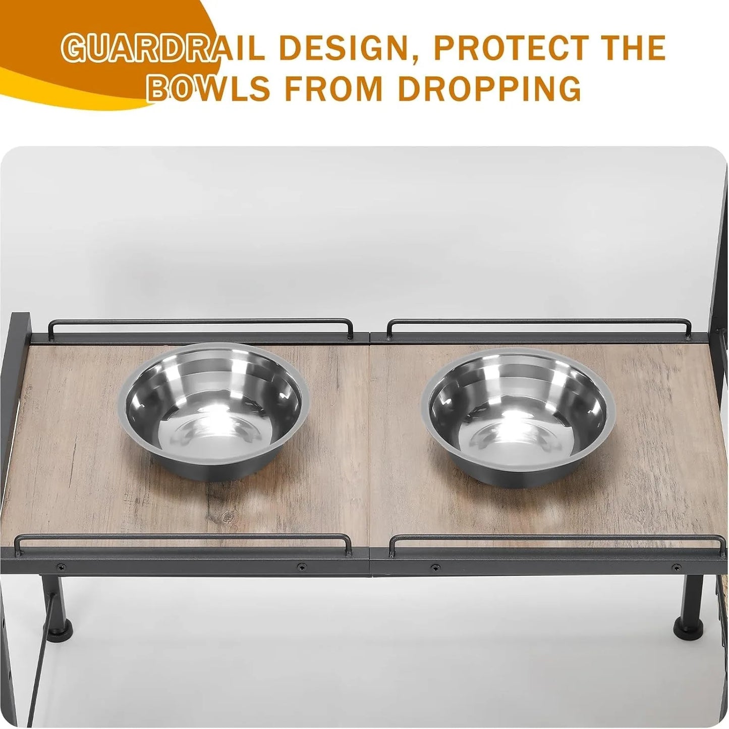 Height Adjustable Dog Bowl Stand with Storage Shelf Raised Feeder Station for Dogs