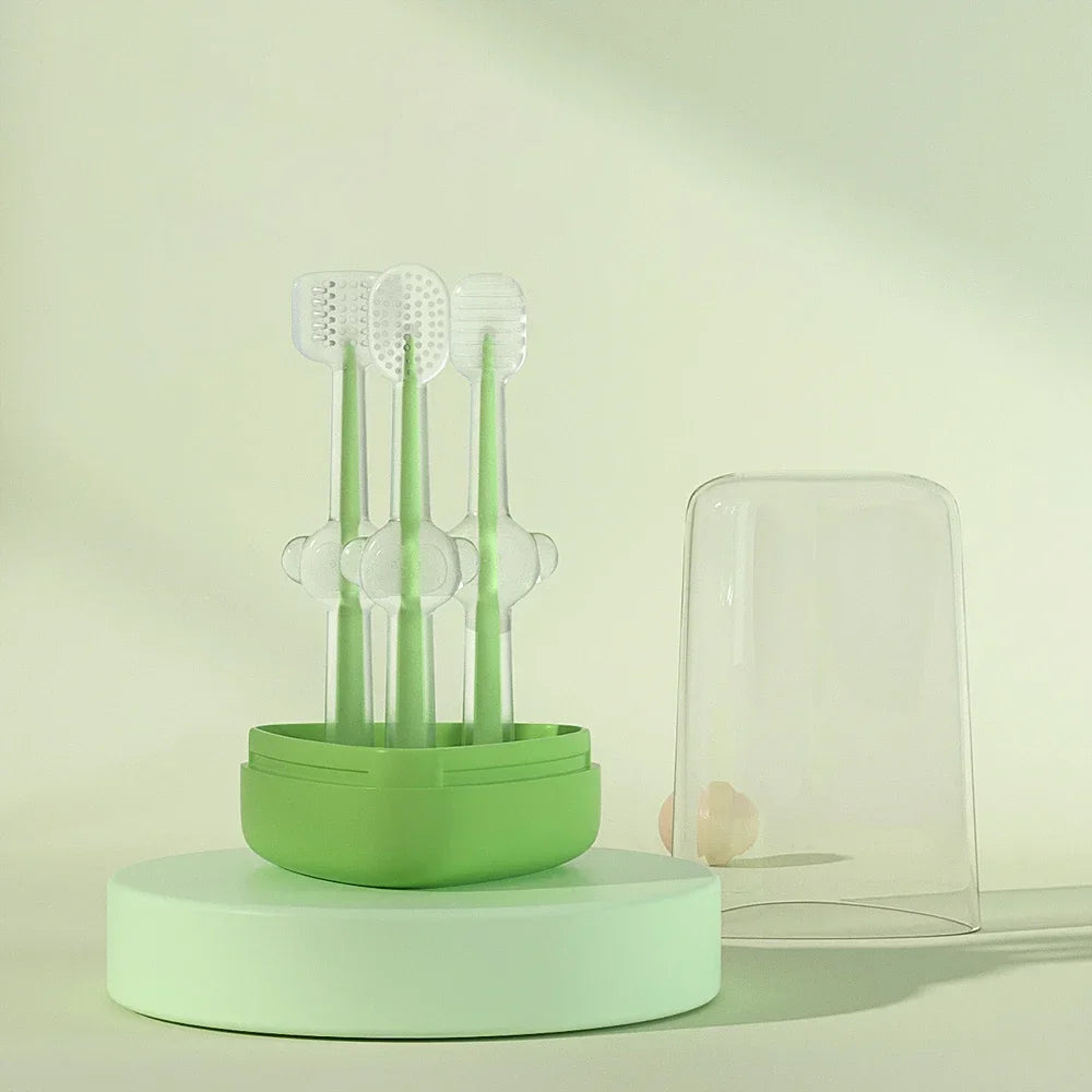 3pcs Pet Toothbrush Set for Cats and Dogs Purple Silica Gel