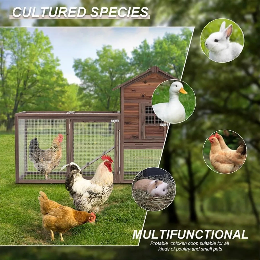 Wooden Chicken Coop Henhouse 2 to 8 Chickens