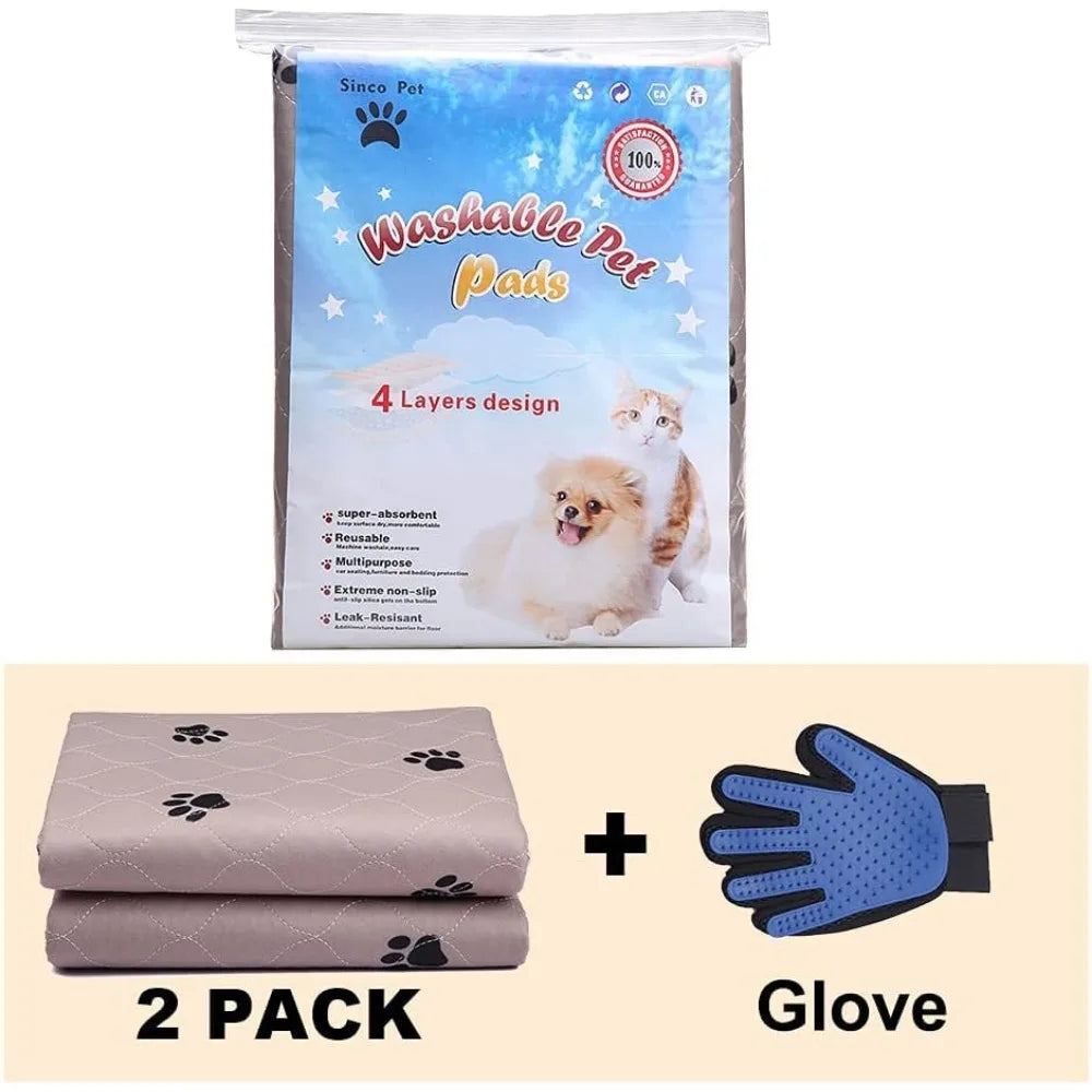 SincoPet Washable Dog Pee Pads With Grooming Gloves