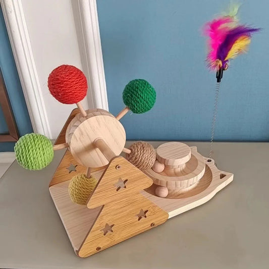 3 In 1 Interactive Cat Toy Set With Ferris Wheel And Teaser Wand