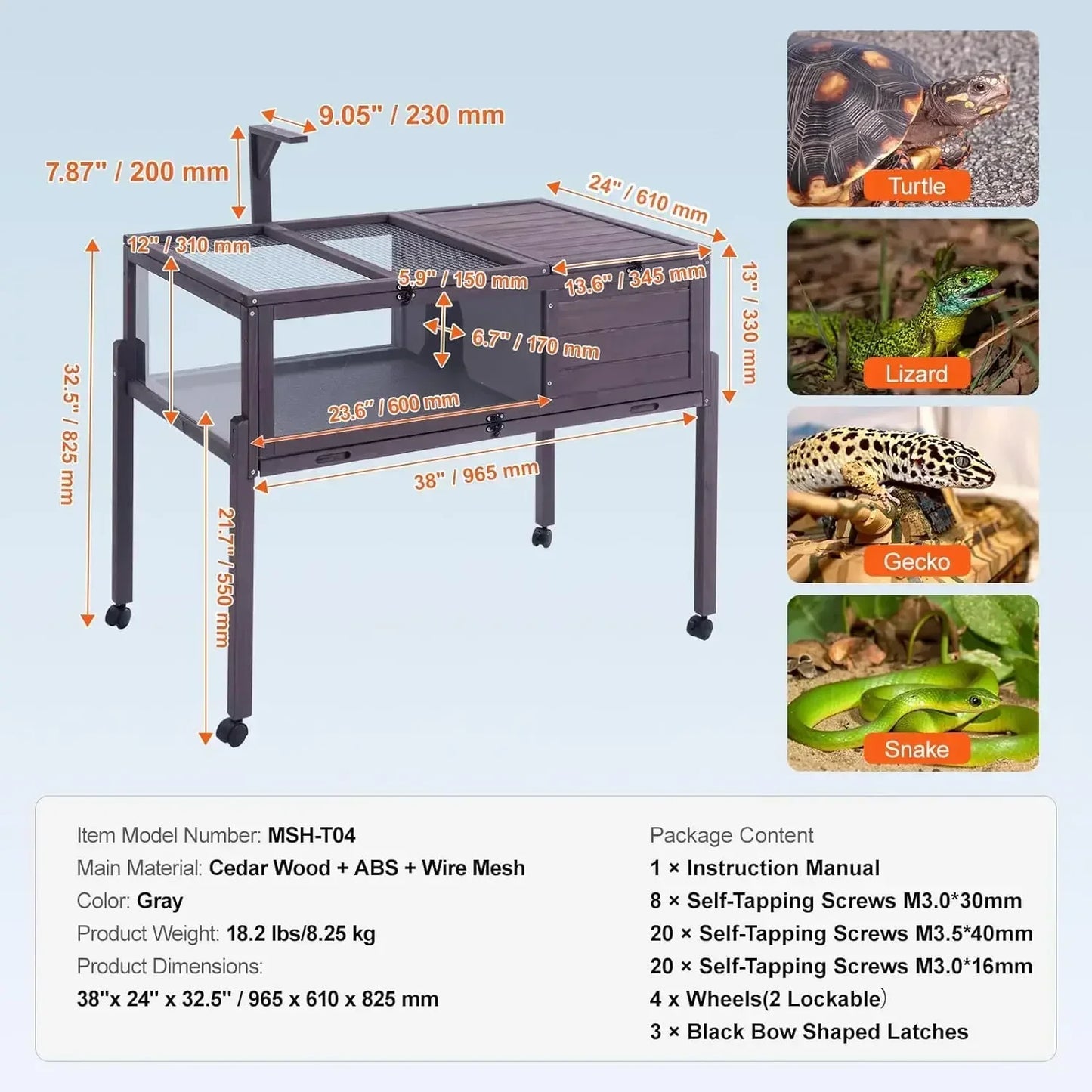 Rolling Tortoise Enclosure With Light Stand Habitat