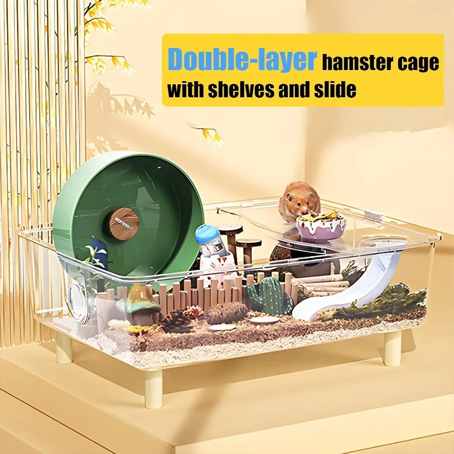 Deluxe Acrylic Hamster Cage With Slide Door