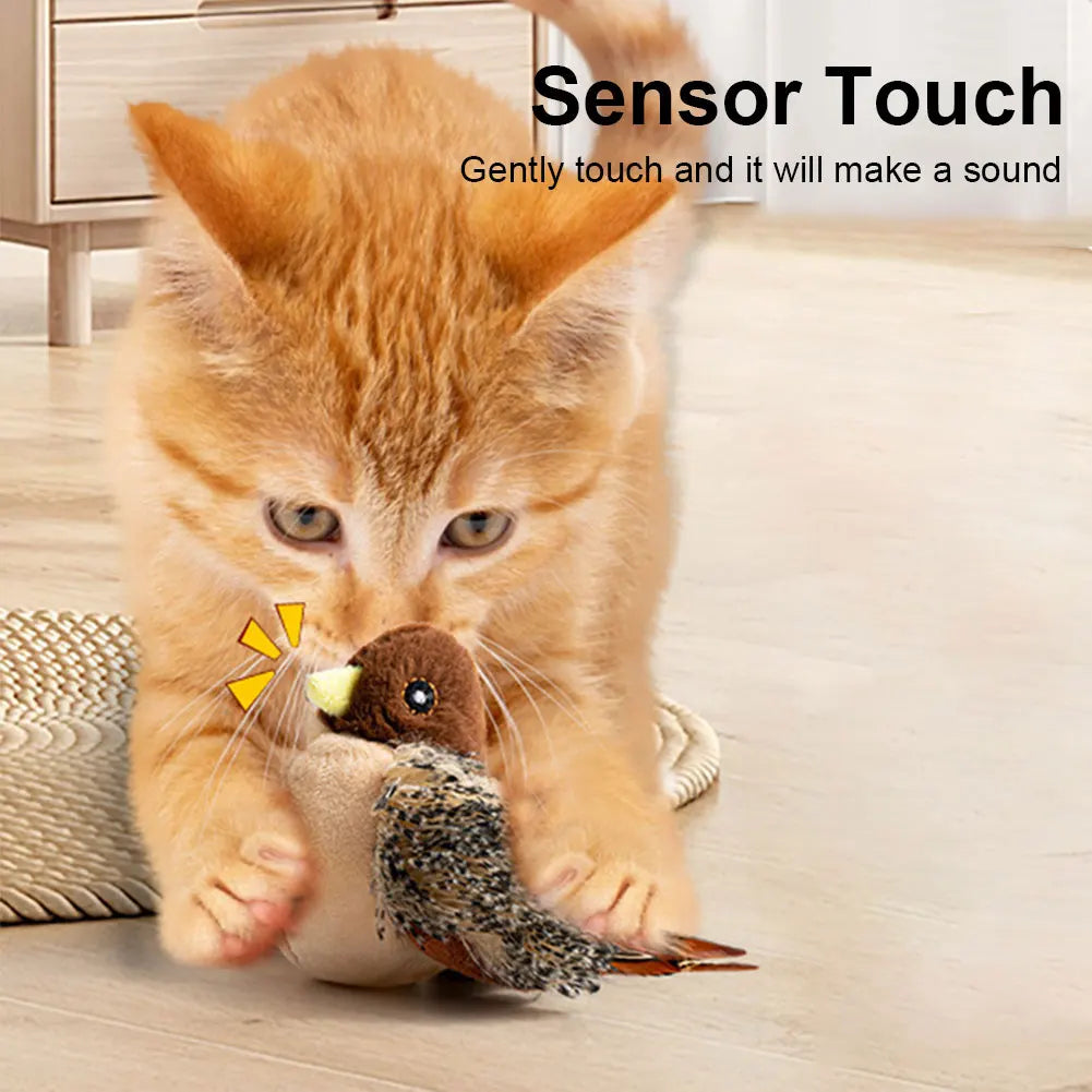 Interactive Flapping Bird Cat Toy Electric Plush Squeaky Fun