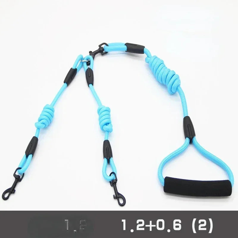 Double Dog Leash Coupler for Small Dogs Nylon Black Two Way Lead