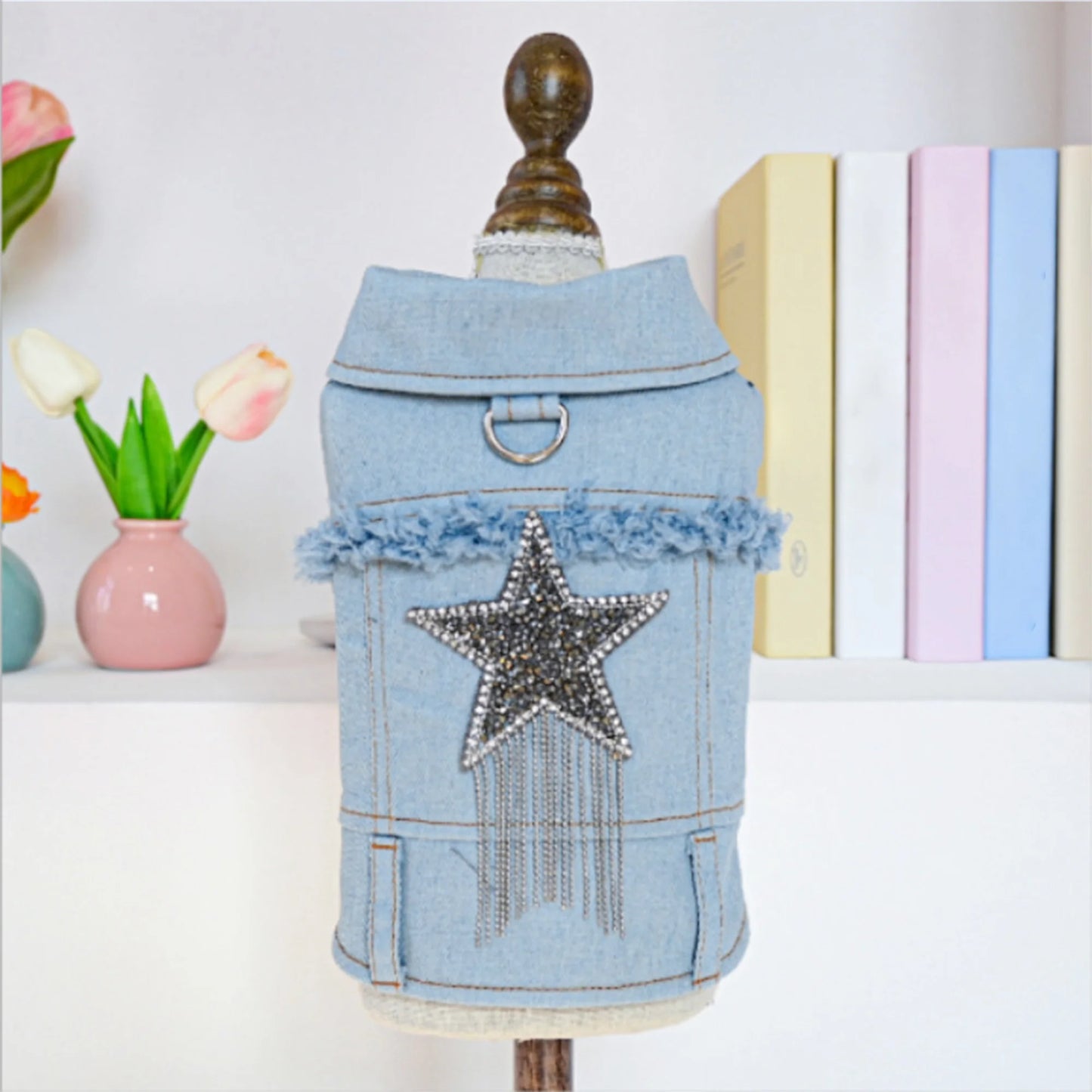 Dog Denim Jacket Vest Costume by NoEnName Classic Jean Coat for Everyday Wear and Special Occasions