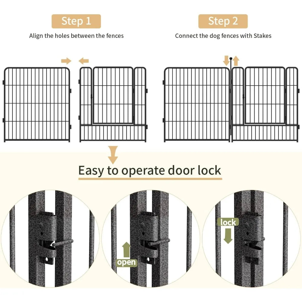 Dog Playpen 32 40 45 Inch Height Heavy Duty Folding Indoor Outdoor Anti Rust Dog Exercise Fence Portable Pet Playpen