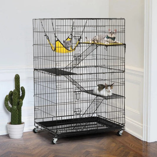 Closure Cat Cage With Hammock Foldable Indoor Enclosure