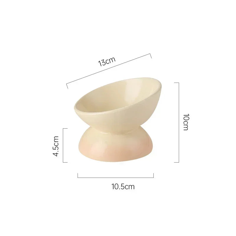 Tilted Ceramic Pet Bowl for Cats and Dogs Raised Feeding Station