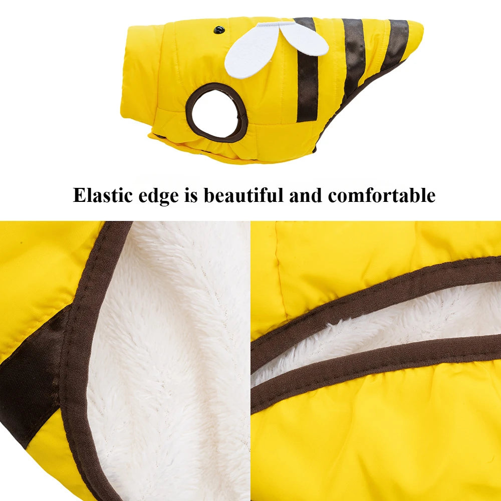 Dog Clothes Cat Clothes Bee Design Four Seasons Warm Waterproof Pet Jacket
