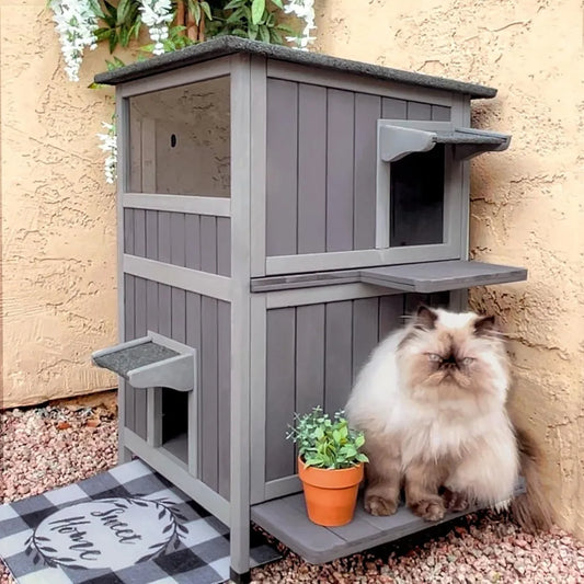 Cat House Feral Kitty Shelter Indoor Waterproof Roof