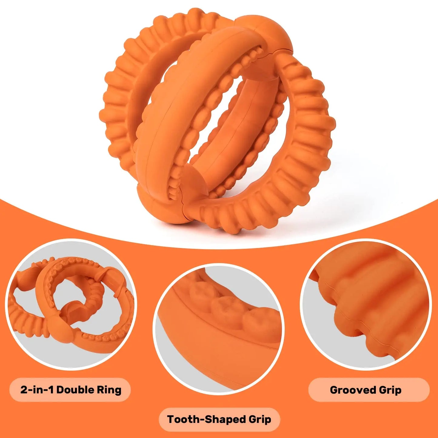 Interactive Detachable Dog Tug Toy with Natural Rubber Rings