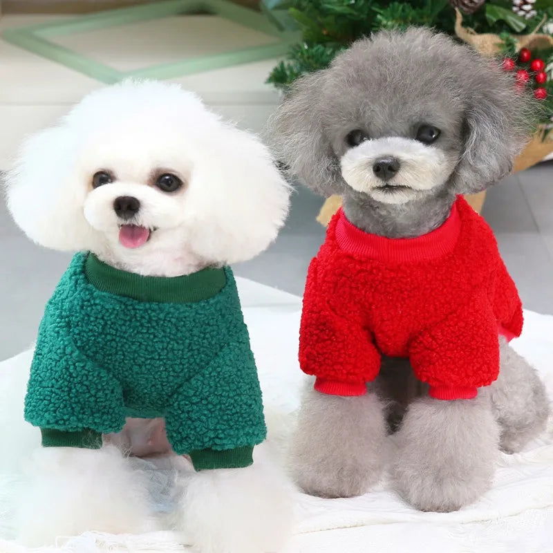 Autumn Winter Cute Christmas Dog Coat Grain Velvet Pet Sweater New Year Party Shirt Festival Clothing Outfit