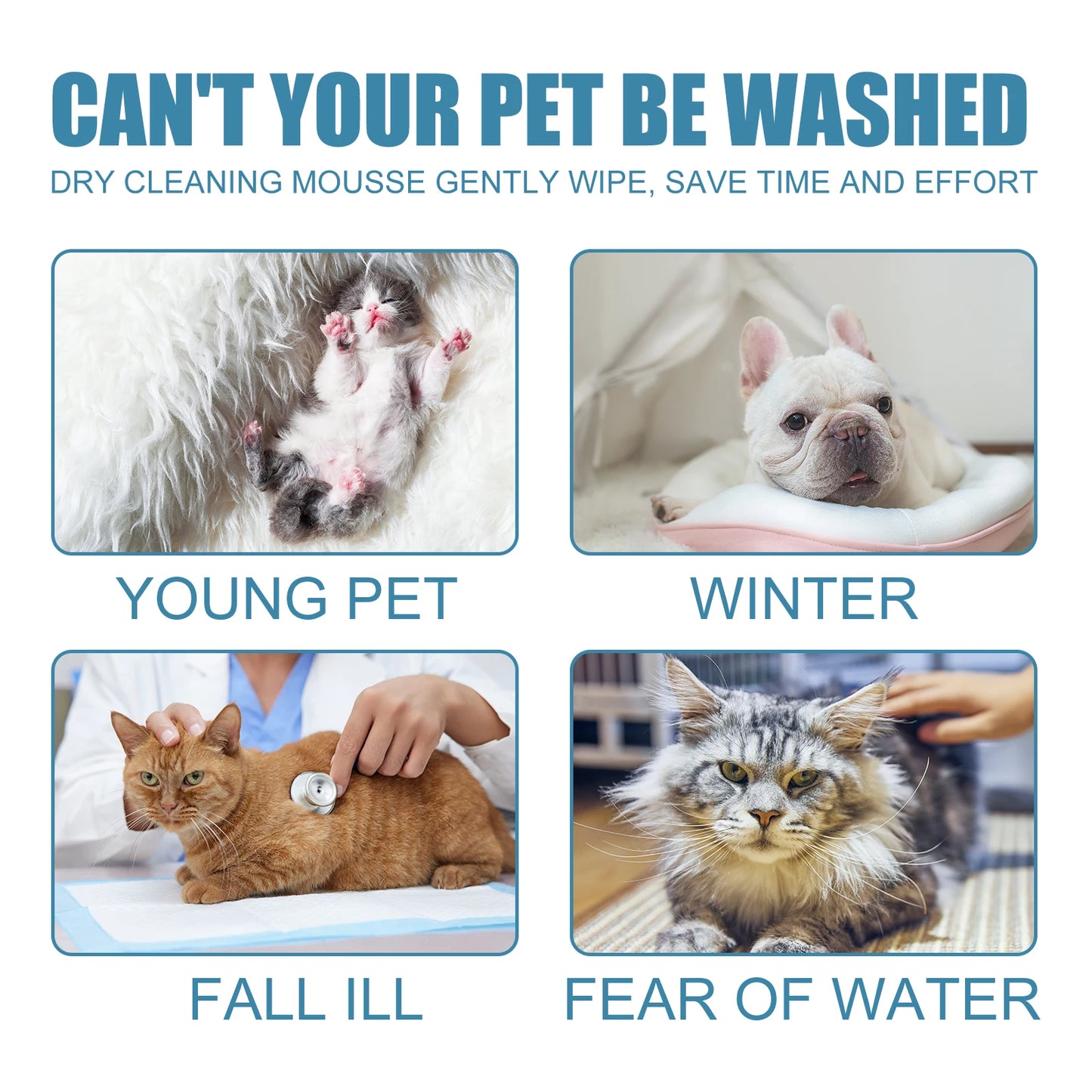 60ml Pet Dry Cleaning Agent Deodorizing Shampoo Waterless Body Wash for Small Animals