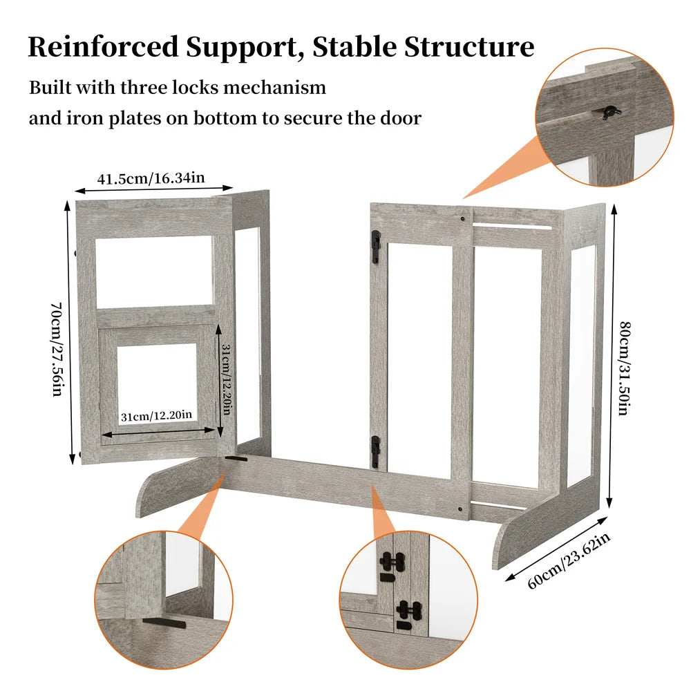 Dog Door Heavy Duty Tempered Glass Pet Gate Retractable