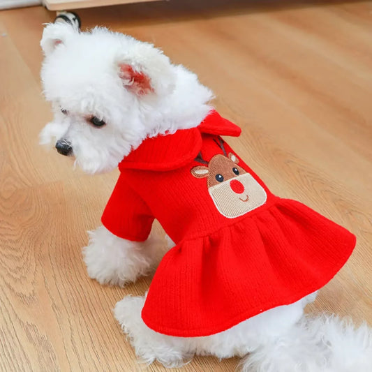 Cozy Pet Winter Christmas Skirt Dress For Dogs Apparel