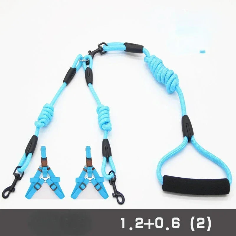 Double Dog Leash Coupler for Small Dogs Nylon Black Two Way Lead