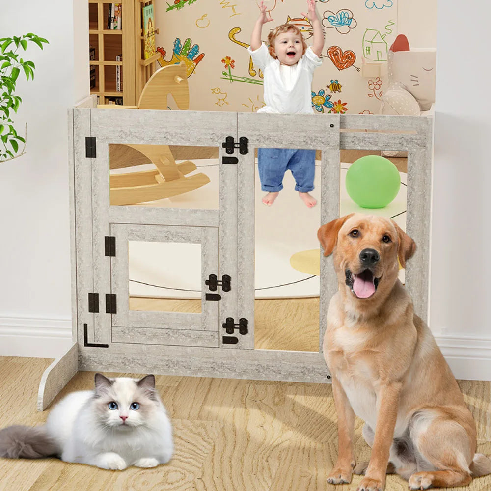 Dog Door Heavy Duty Tempered Glass Pet Gate Retractable