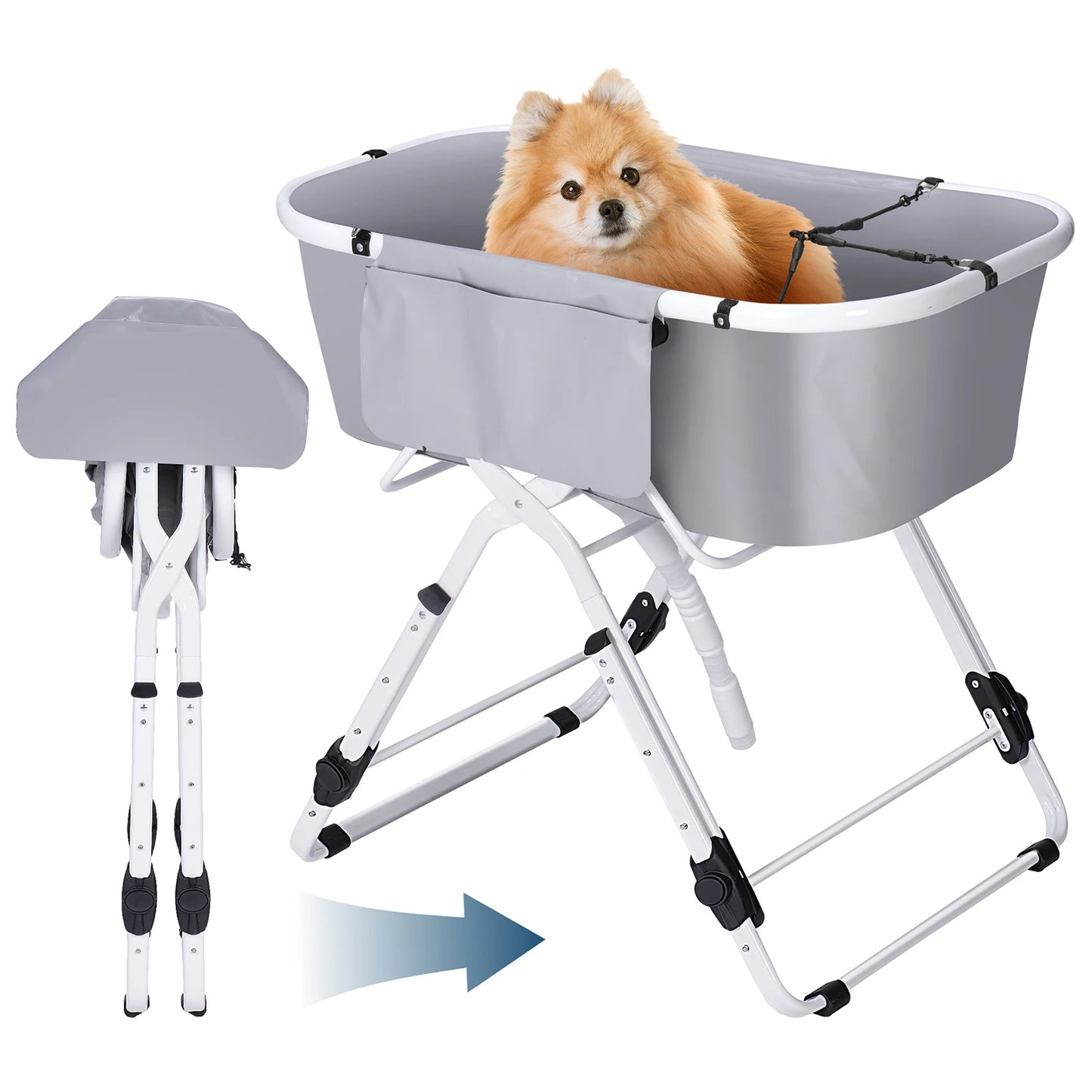Portable Pet Bathtub Foldable Elevated Small Medium Dog Bath Tubs for Shower Grooming and Washing Pool