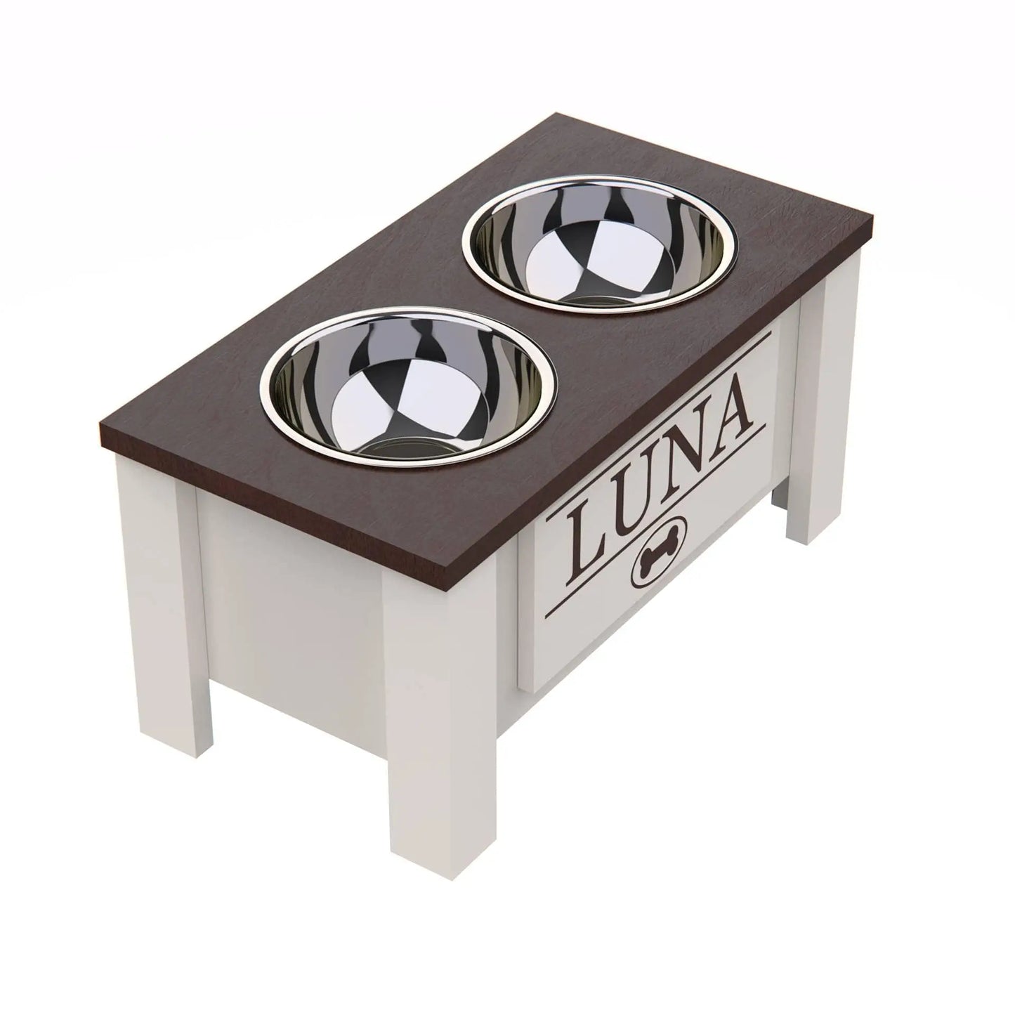 Elevated Dog Bowl Stand with Storage and Stainless Steel Dishes