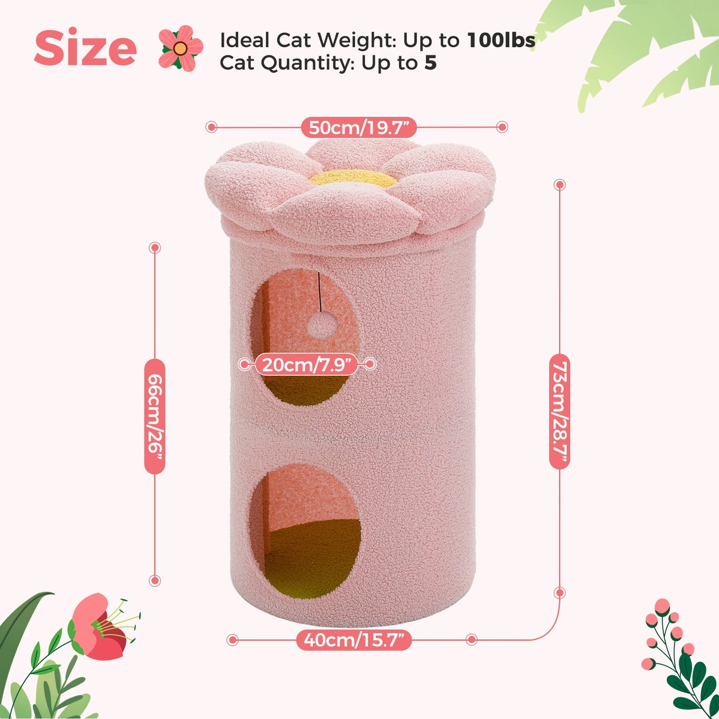 Pawz Road Two Storey Cat House with Removable Flower Bed Cute Cat Cave Condo