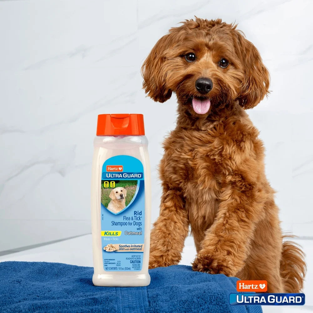 UltraGuard Flea Tick Oatmeal Shampoo for Dogs Cleansing Formula with Vanilla Scent