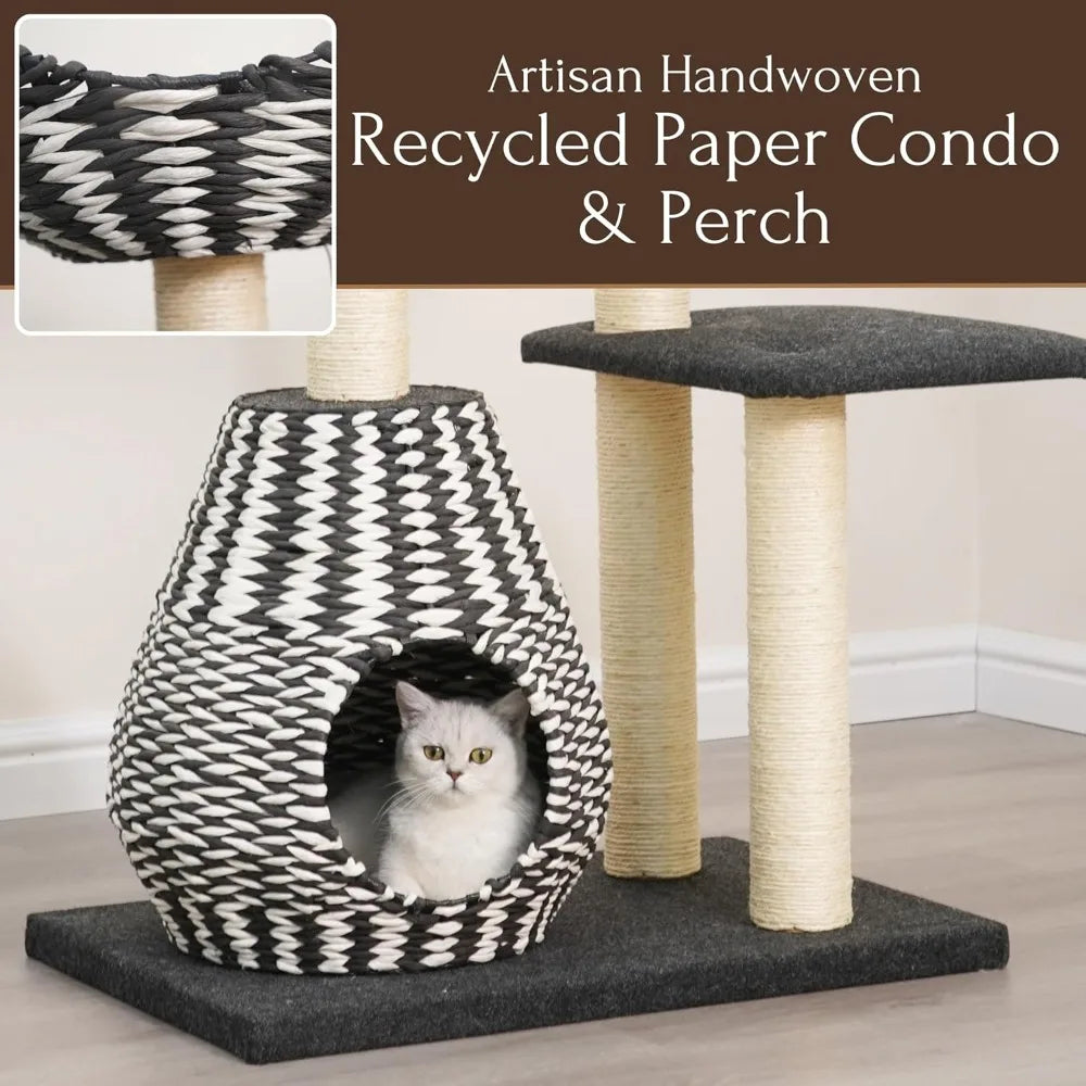 PetPals Ace 4-Level Multi-Activity Cat Tree with Felt Perches and Scratching Posts