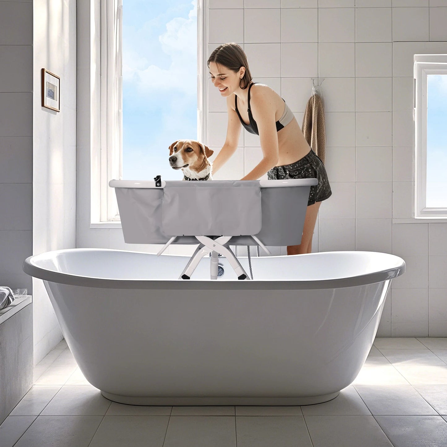 Portable Pet Bathtub Foldable Elevated Small Medium Dog Bath Tubs for Shower Grooming and Washing Pool