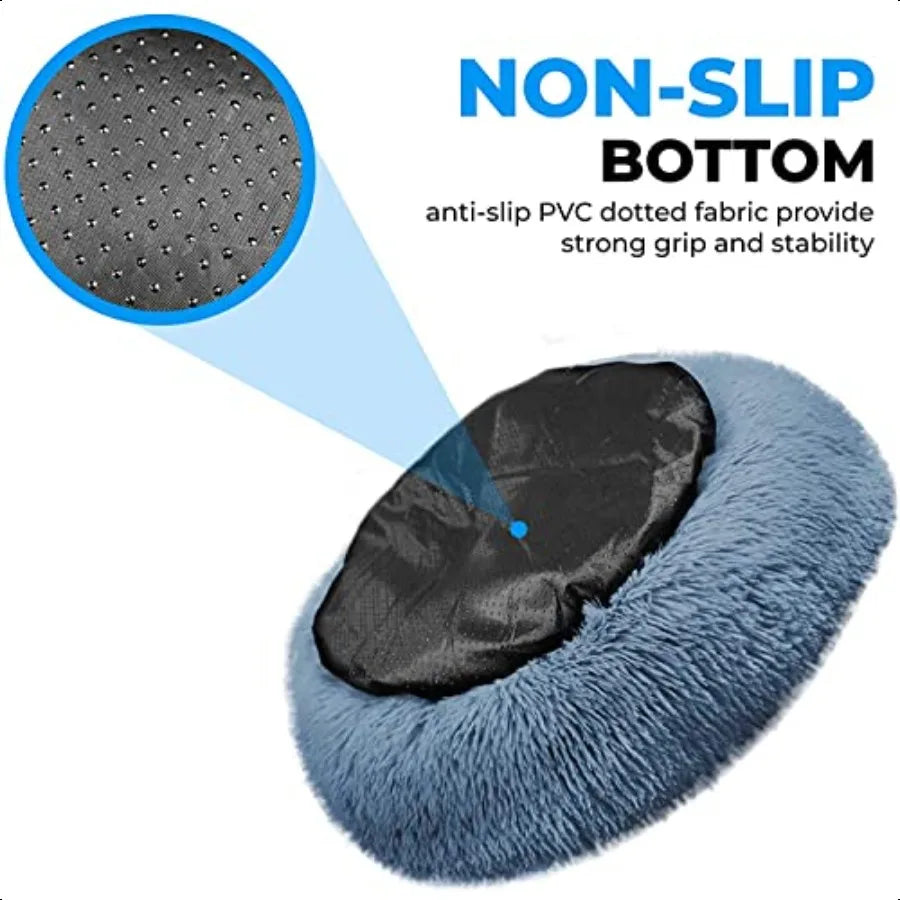 Cat Bed Washable Orthopedic Soft Fluffy Round Calming Pet Bed for Small to Large Cats and Dogs
