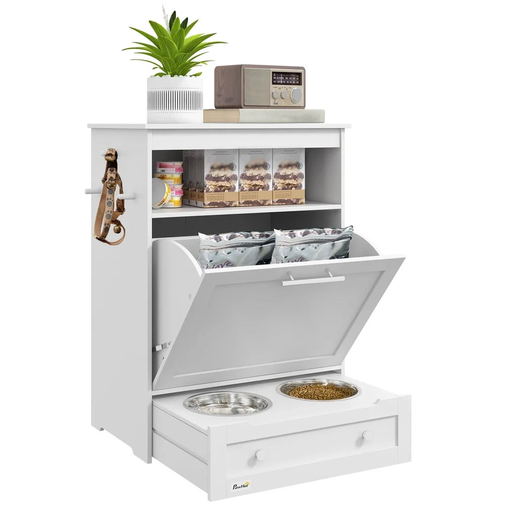 XMSJ Pet Feeder Station Cabinet With Raised Bowls Hanger