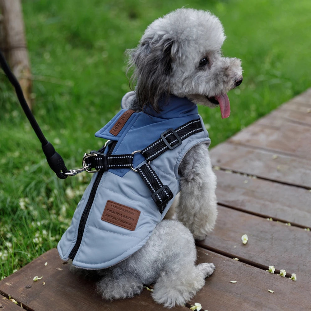 Winter Pet Dog Jacket With Harness Warm Waterproof Dog Clothes For Labrador Chihuahua French Bulldog Big Dog Coat