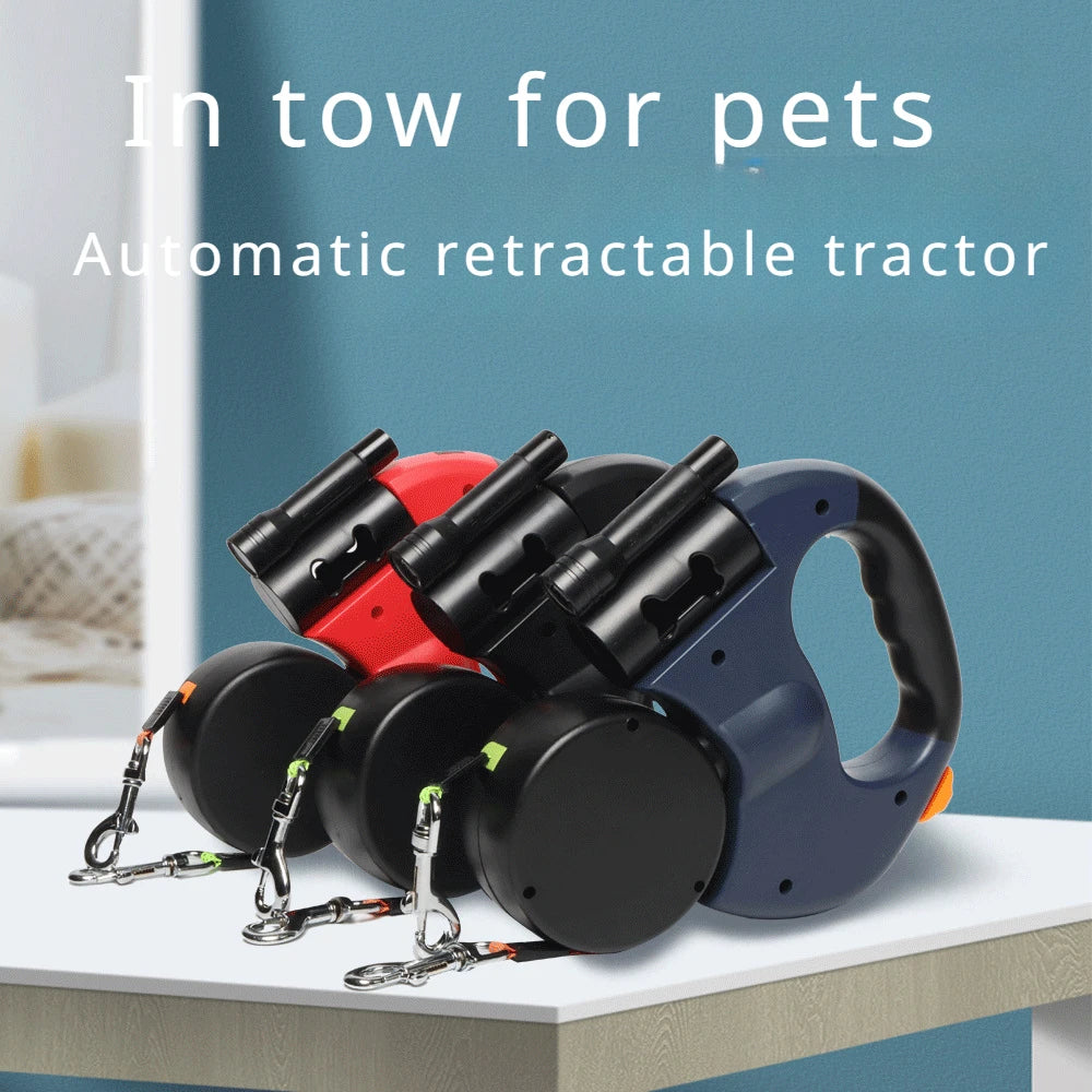 Automatic Retractable Two End Pet Leash with Flashlight 10 Feet