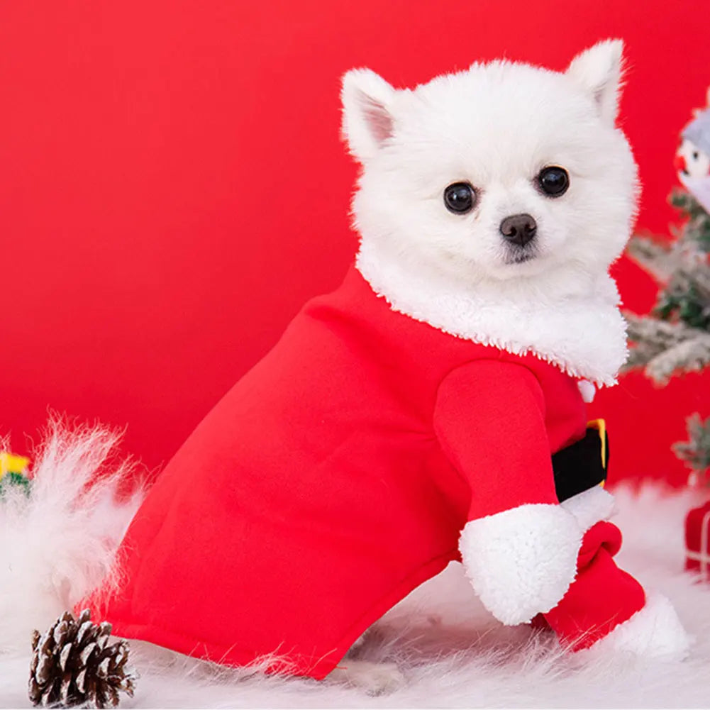 Santa Claus Costume for Dogs and Cats Holiday Pet Outfit