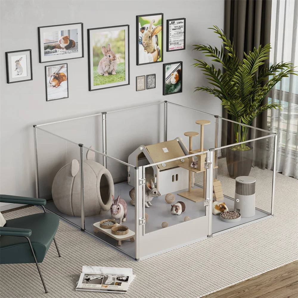 BORWARTH Acrylic Dog Playpen Enclosure For Pets Pad