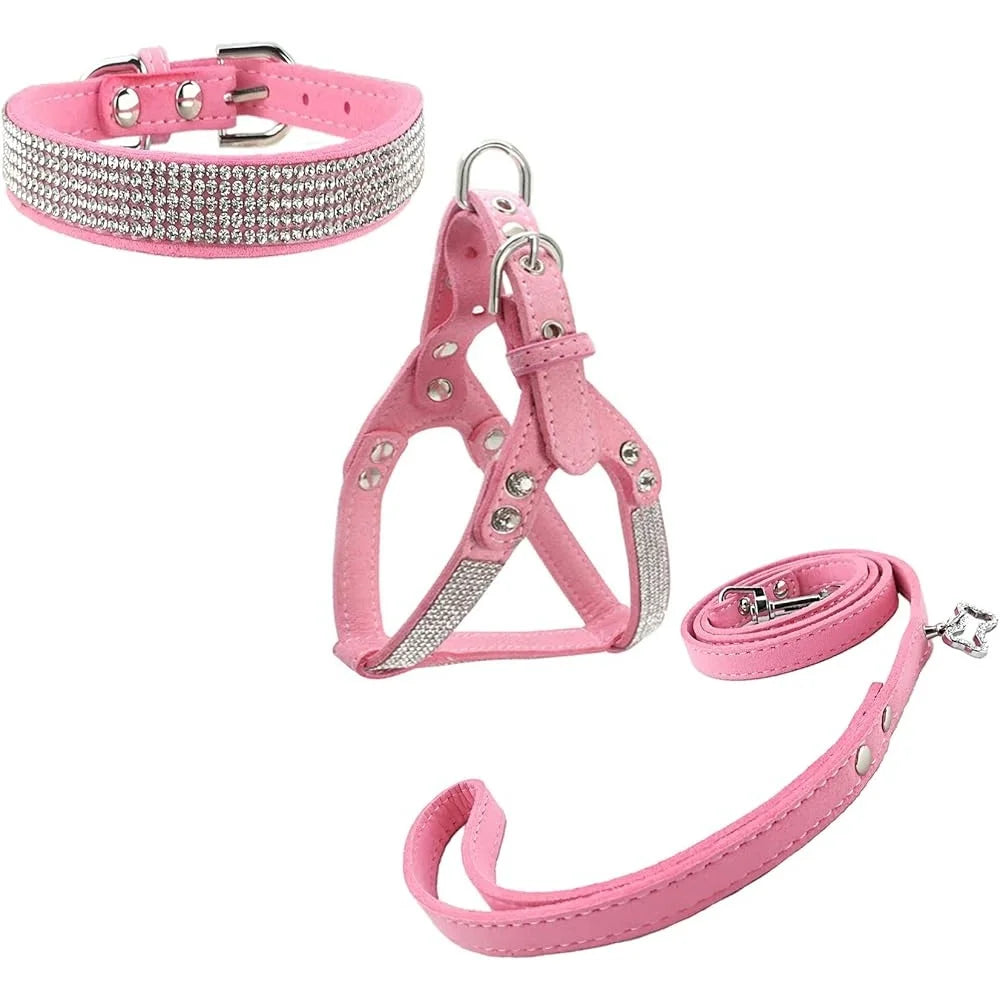 Comfortable Soft Dog Collar and Harness Set for Small Pets
