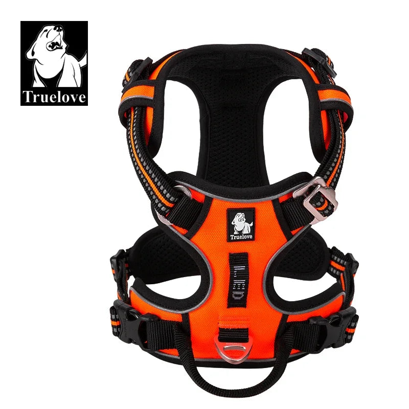 TrueLoveCN Reflective Nylon Dog Harness No Pull Adjustable