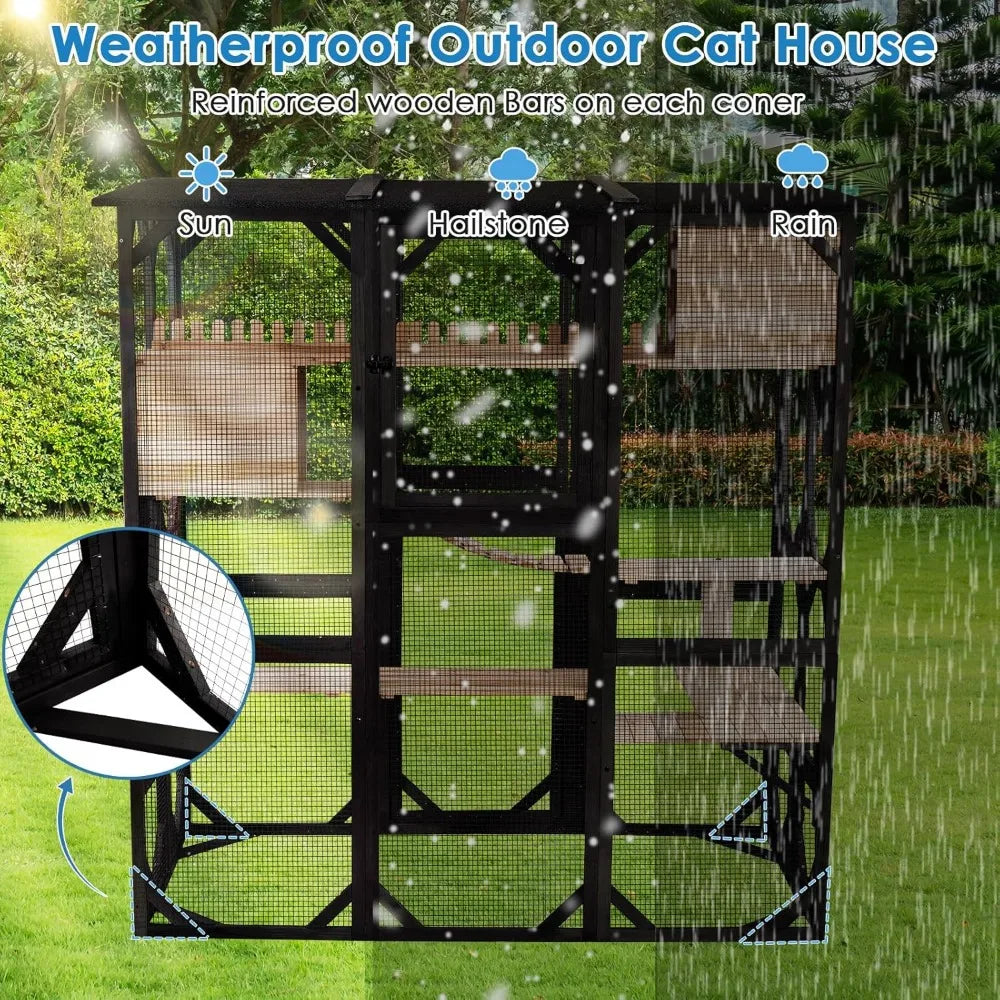 Large Outdoor Cat Catio Walk-in Enclosure for Multiple Cats