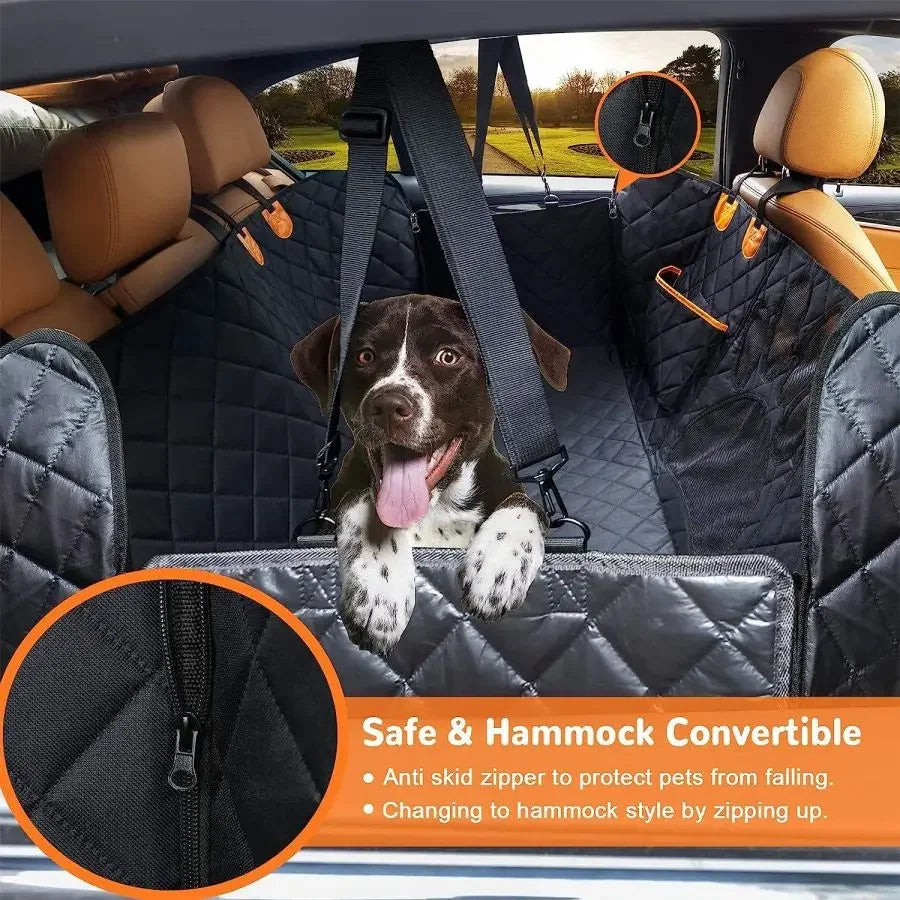 Waterproof Dog Car Seat Cover Hammock with Mesh Window and Zipper