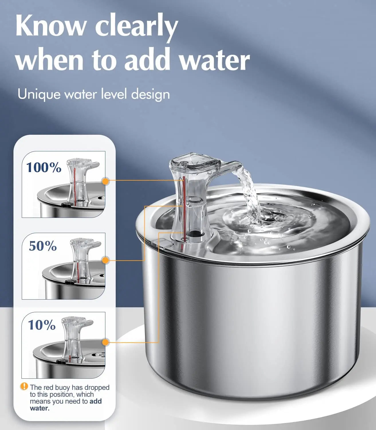 2L Fully Stainless Steel Pet Water Dispenser Automatic Cat Water Fountain with Sensor and Heater Option
