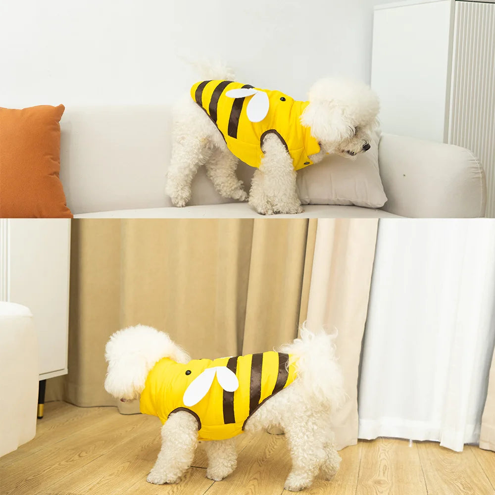 Dog Clothes Cat Clothes Bee Design Four Seasons Warm Waterproof Pet Jacket