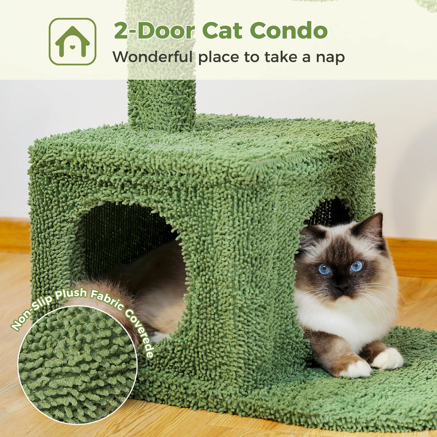 Cactus Cat Tree with Large Condo Hammock and Scratching Post