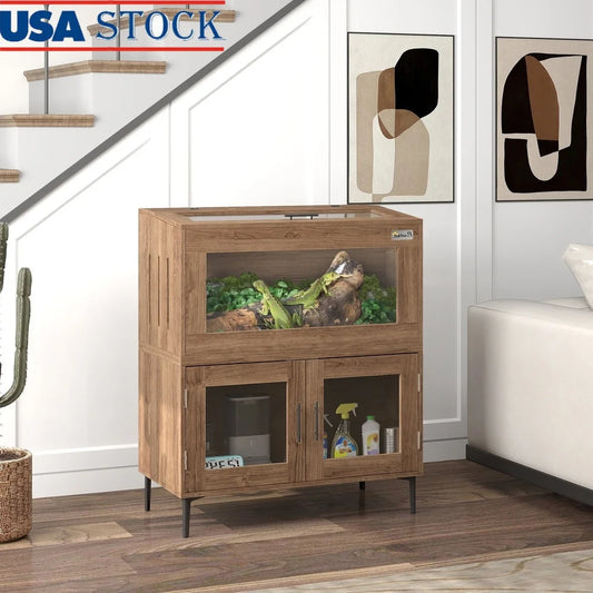 Stackable Reptile Tank With Storage Cabinet Ventilation