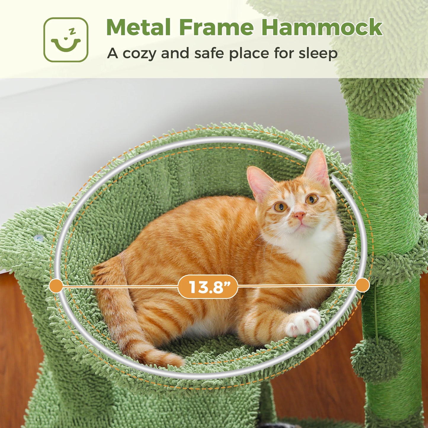 Cactus Cat Tree with Large Condo Hammock and Scratching Post