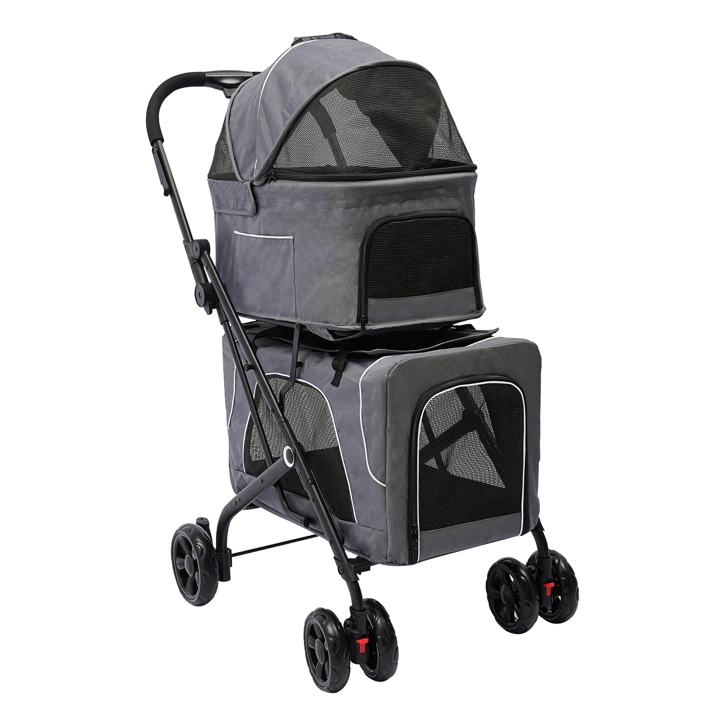 Breed Foldable Pet Stroller Travel With Storage Basket